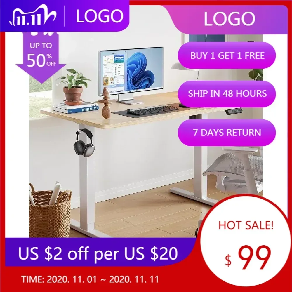 Desk Setup Headphone Stand - HUANUO 55 x 28 Electric Standing