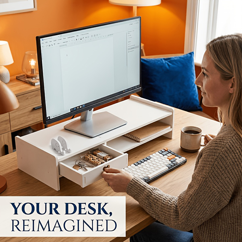 Minimalist White PVC Monitor S - Desk Setup Riser incelemesi ve fiyatı