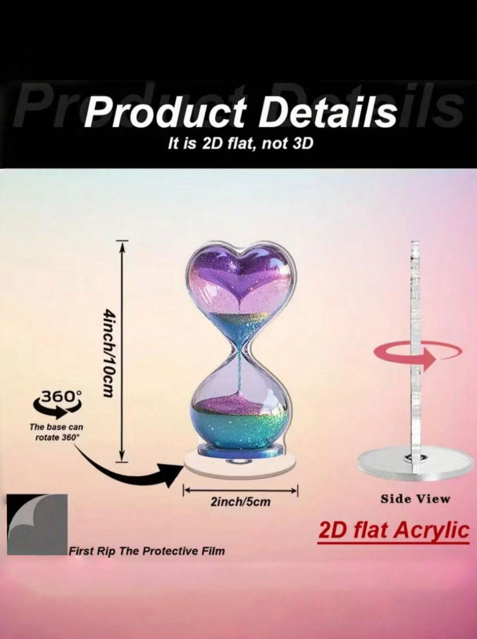 1Pc 2D Flat, Rotating Heart-Sh - Desk Setup Decor incelemesi ve fiyatı