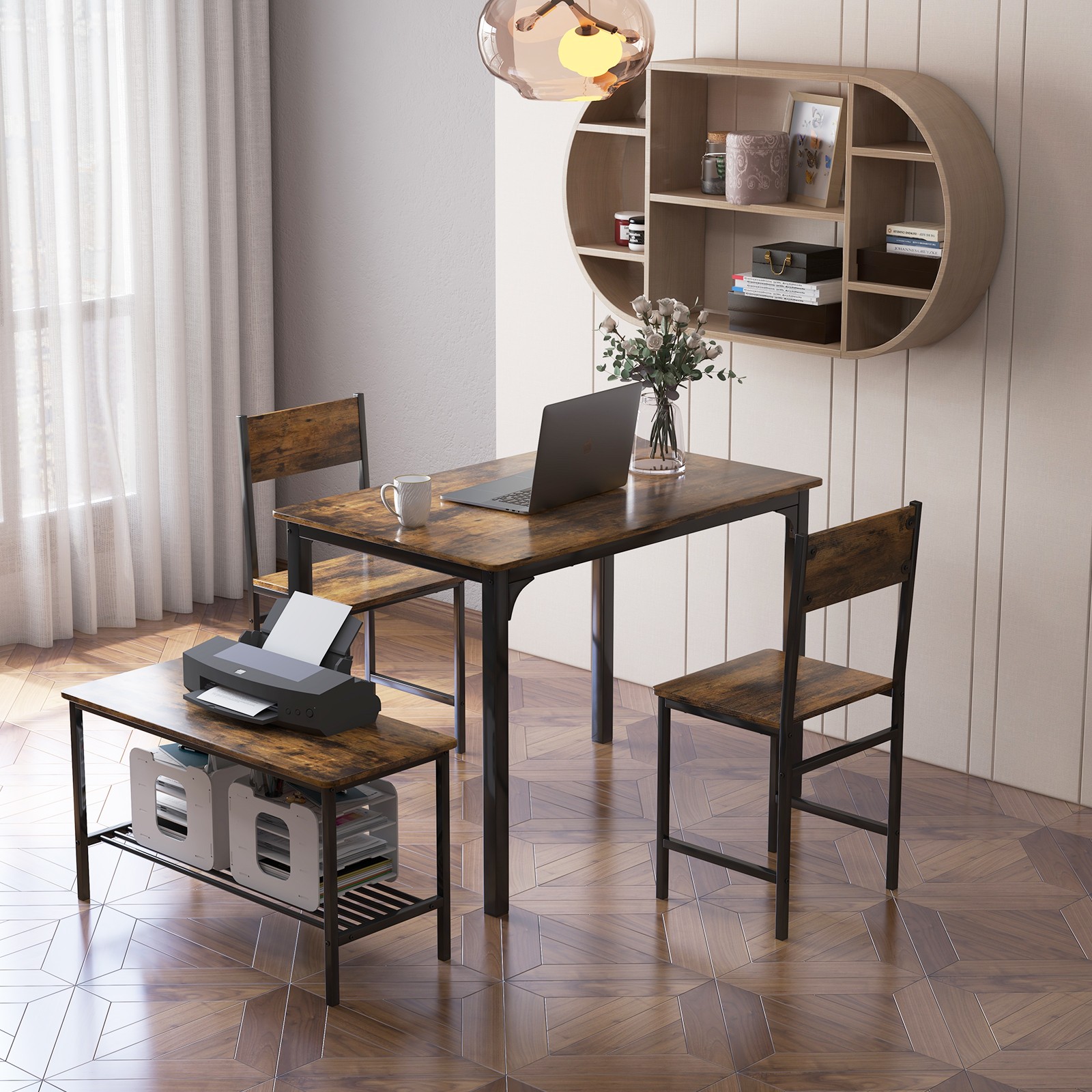 4pcs Dining Table Set Rustic D - Desk Setup Requirements incelemesi ve fiyatı